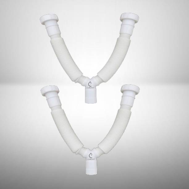 CUROVIT Pvc Flexible 1-1/4" Double Waste Pipe Set of 2pc for Easy Flow Drainage 32 mm Plumbing Pipe