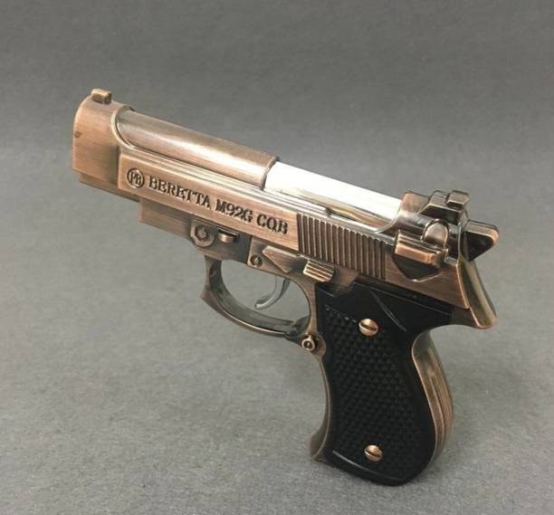 REPISH Butane Gas System And Adjustable Flame Copper Beretta Gun Pocket Size Metal Pocket Lighter