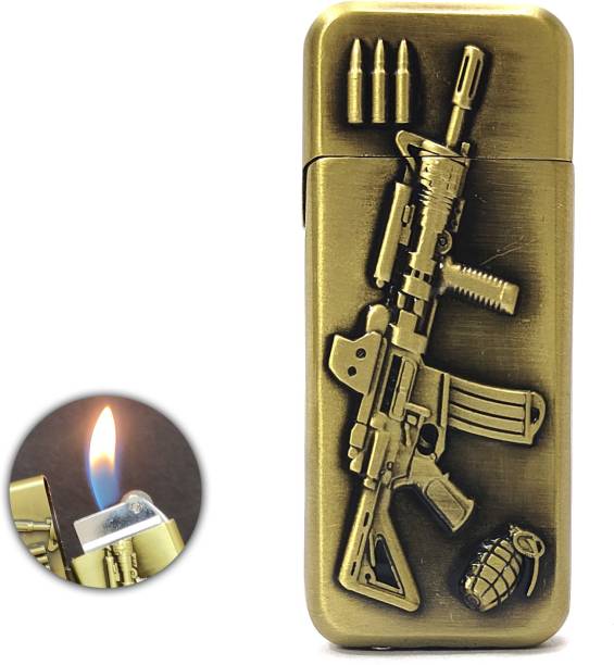 Crokroz Premium Essential Refillable Metal Body Slim Classy Ak47 Gun Wheel Flame Pocket Lighter
