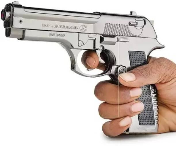 adorrobella Silver Heavy Metal Pistol Gun Lighter Pocket Lighter