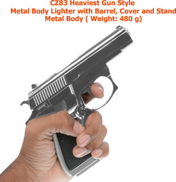 First Dot Premium Essential Refillable Z83 Metal Body Heavyweight Gun Lighter With Stand Cigarette Pocket Lighter - Windproof Lighter - Hookah Lighter - Jet Flame - Pocket Lighter