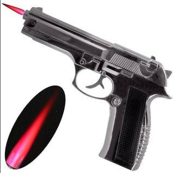 LukTuk ® Metal 500G Weighted Pistol Jet Flame With Mini Refill Cylinder Gun Pistol Lighter Heavy Weight Metal Body Real and Original Like Gun Pistol Pocket Lighter