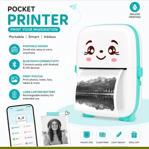 KMI Mini Bluetooth Thermal Printer Inkless Smart Printing for Android & iOS Devices3 Wireless Pocket Printer