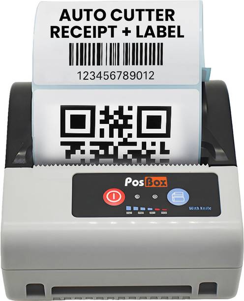 PosBox 3 Inch 2 in 1 Label + Receipt Printer With Auto Cutter Bluetooth connectivity for Billing and Labels