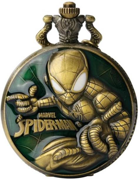 Mubco Antique Style Spiderman Quartz Pocket Watch Key Chain Collectible Showpiece Gift SC_01 Bronze Metal Pocket Watch Chain
