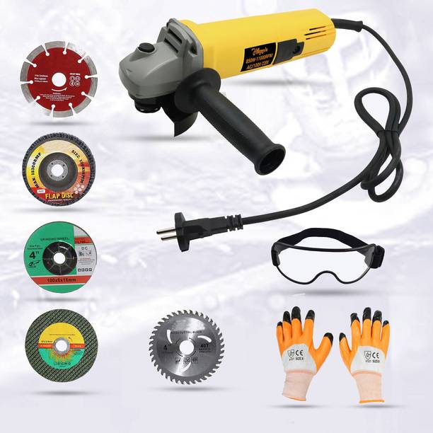 Hillgrove HGCM387M1 Angle Grinder With 5Pcs Wheels (Metal+Grinding+Tile+Wood+Flap Disk) 100% Copper Winding HGCM387M1 Metal Polisher