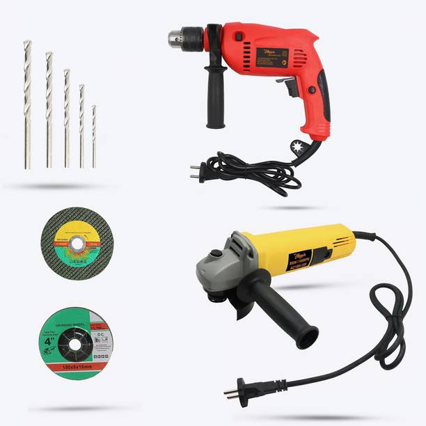 Hillgrove HGCM342M2 4"inch Angle Grinder With 13mm Drill Machine with Masonry 5 Drill Bits 100% Copper Winding HGCM342M2 4"inch Angle Grinder Metal Polisher