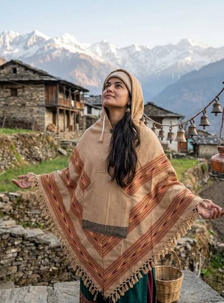 SR Collection Wool Blend Poncho