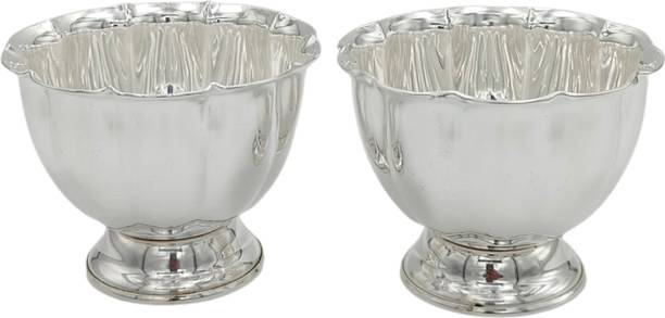 Bleaf Silver Plated Chandan Payala Pedestal Cup Set (Set of 2 Pcs, 9x7x5.5 cm) Silver Plated
