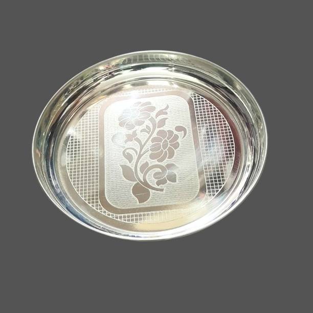 IAE Germen Silver Pooja Thali Plate for Daily Puja Germen Silver Pooja Plate Silver Plated