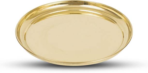 Flipkart SmartBuy Brass Handcrafted Golden Color Plain Plate | Thali for Diwali, Navratri Pooja Brass