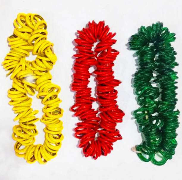 GulNaz Creations Multicolour Small Bangles For Puja Samagri Combo Pack Of 3 Bangles Glass