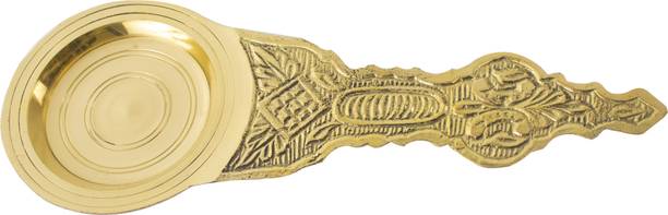 Spillbox Kapoor Burner Brass Karpuram Arati for Dhoop Camphor Dani Mandir– Spoon Small-1 Brass