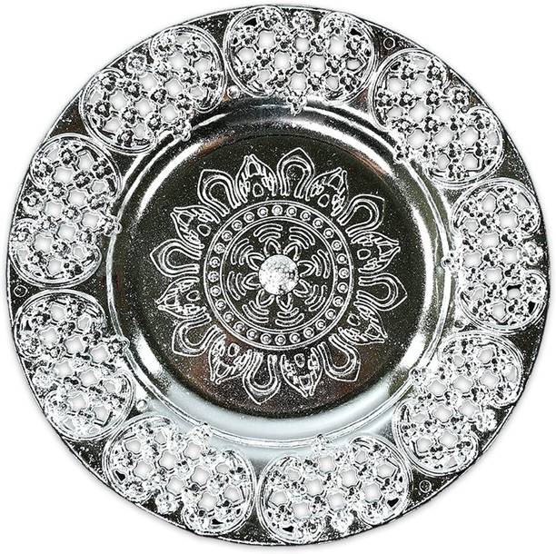 Horizonite Silver Plated Swastik Puja Thali for Daily Worship Festivals Gifts and Rituals Silver Plated