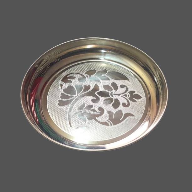 IAE Germen Silver Pooja Thali Plate for Daily Puja Germen Silver Pooja Plate Silver Plated