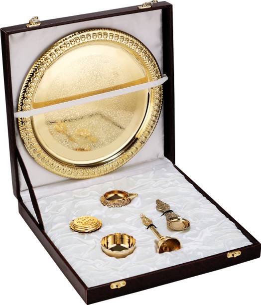 Chakmak Crown Collection Pooja Thali Brass