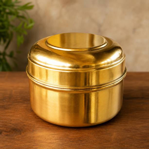 Craft World Handmade Brass Tiffin Box For Pooja And Any Use Brass