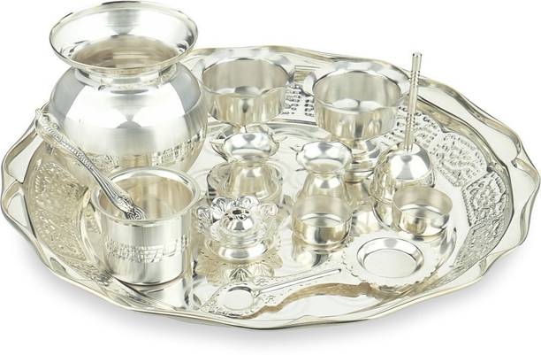 semora Pooja Bhog Thali (10 accessories) Steel