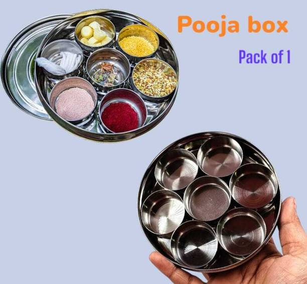 GPTRADE Trendy Stainless Steel Pooja Container Stainless Steel