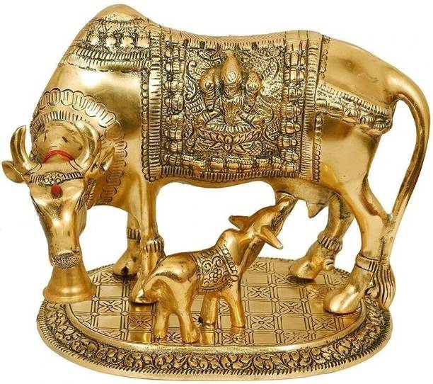 ABLOOM 8 cm Mini Cow With Bachda Decorative Showpiece  -  17 cm