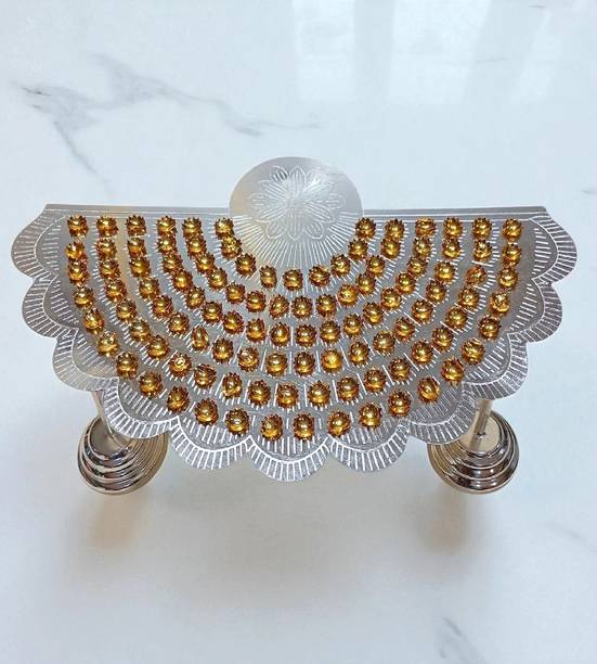 Sigaram Silver Plated Zig Design Flower Stand for Varamahalakshmi Pooja Festival K4749 Silver Plated