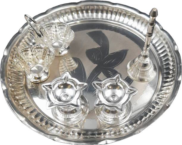Varalakshmi Pooja Thali Set made of German Silver For Pooja Silver Plated