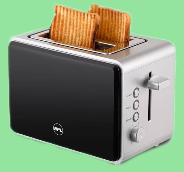 SAHU by BPL BPL Pop Up Toaster with 2 Slice Stainless Steel Toaster, Black/Silver, 750 W Pop Up Toaster