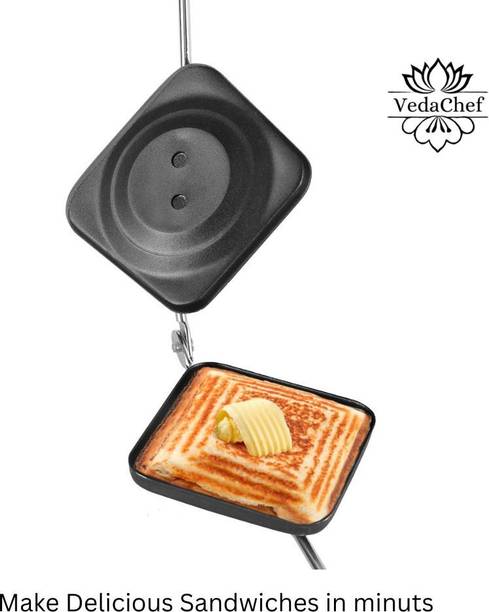 VedaChef by khatushyam Bread Toast Sandwich,Gas Sandwich Maker (Non-Electric with Non Stick Coating) 100 W Pop Up Toaster