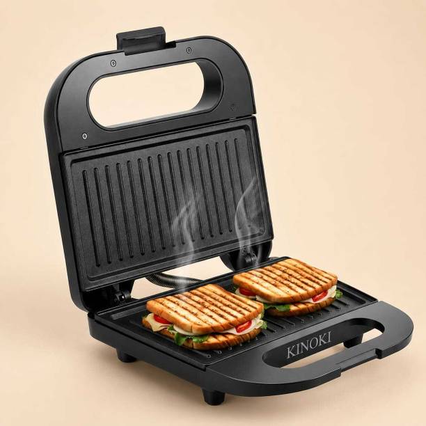 KINOKI Compact Electric GrilLER | Sandwich Maker | Non-Stick Easy-Clean Plates 750 W Pop Up Toaster