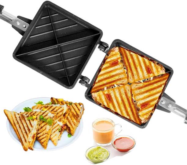 GLARIXA Double Side Non-Stick Gas Sandwich Grill Pan Use Compatibility with Gas 2 W Pop Up Toaster