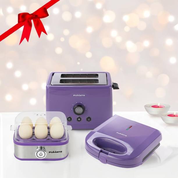 The Better Home FUMATO Breakfast Combo: Toaster, Sandwichmaker, Egg Maker color-coordinated gift 1000 W Pop Up Toaster