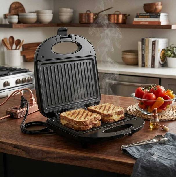 KINOKI Multi-Purpose Electric Toaster & Sandwich Maker | Non-Stick Grill Plates 750 W Pop Up Toaster