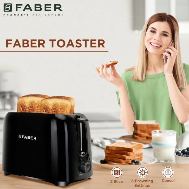 FABER FT 750W BK Electric Pop-Up Toaster With Dust Cover - 750 W Pop Up Toaster