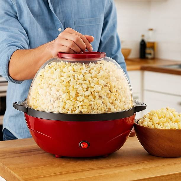 zvonko Automatic Stirring Popcorn Maker Popper, Electric Machine with Measuring Cap | Built-in Reversible Serving Bowl, Nonstick Plate, Easy Cleanup, Family 3.6 L Popcorn Maker