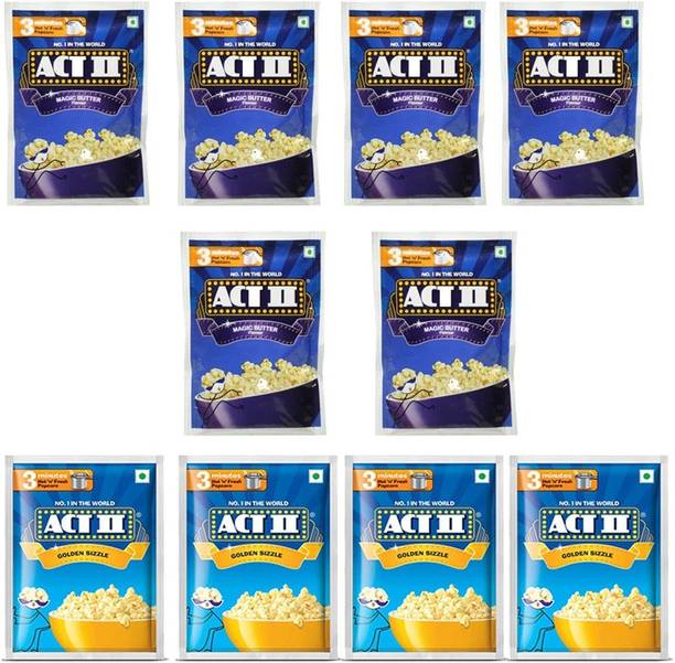 ACT II 6 Magic Butter and 4 Golden Sizzle FlavourPopcorn,Each 40g (400g,Pack of 10) | Butter, Golden Sizzle Popcorn