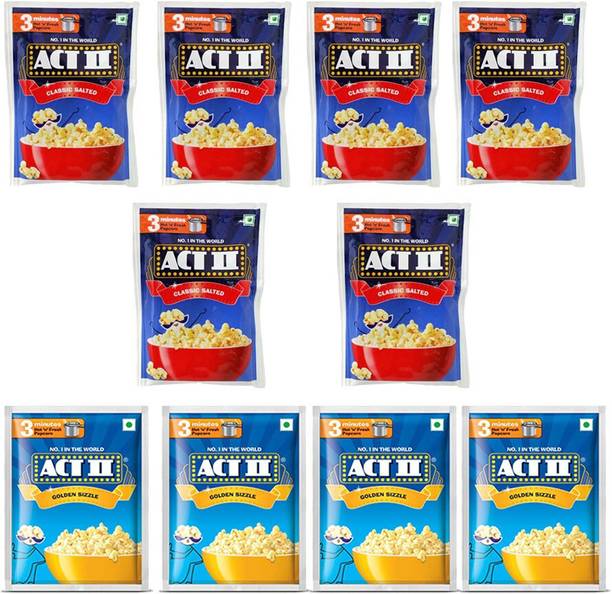 ACT II 6 Classic Salted and 4 Golden Popcorn,Each 40g (400g ,Pack of 10) | Classic Salted, Golden Sizzle Popcorn