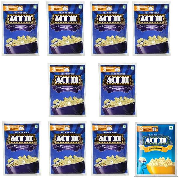 ACT II 9 Magic Butter and 1 Golden Sizzle FlavourPopcorn,Each 40g (400g,Pack of 10) | Magic Butter, Golden Sizzle Popcorn