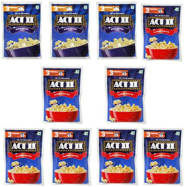 ACT II 3 Magic Butter and 7 Classic Salted FlavourPopcorn,Each 40g (400g,Pack of 10) | Magic Butter, Classic Salted Popcorn