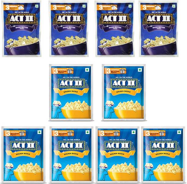 ACT II 4 Magic Butter and 6 Golden Sizzle FlavourPopcorn,Each 40g (400g,Pack of 10) | Butter, Golden Sizzle Popcorn