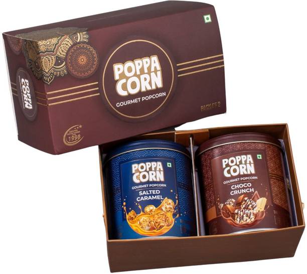 poppacorn Gourmet Popcorn Gift Pack Popcorn Brown Pack, Choco Crunch, Salted Caramel Popcorn