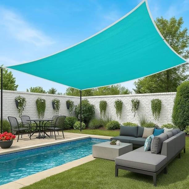 ROPESTORE Green Shade Net 10x10 ft / Tarpaulin Sheet, 90% SUNPROTECTION,WHITE BORDER Portable Green House