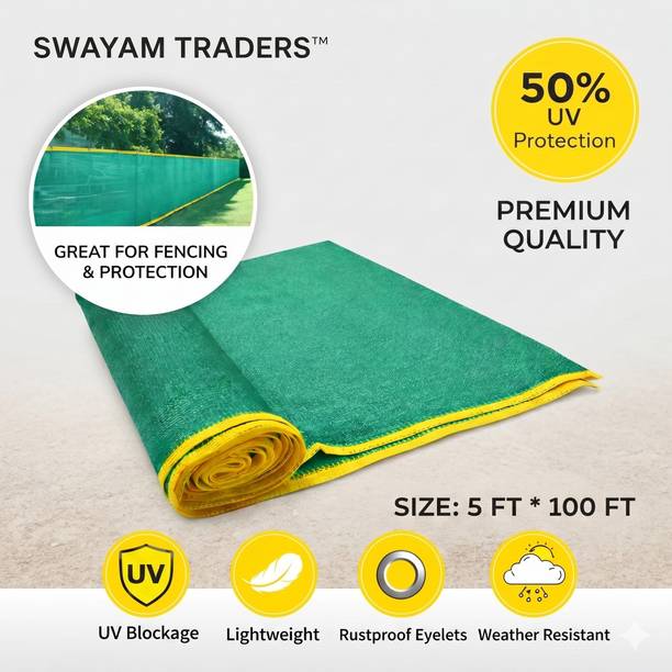 Swayam Traders 5x100ft Green Shade Net 50% UV Protection |Net for Garden, Balcony, Construction Portable Green House