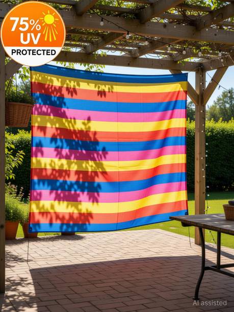 Use way Multicolour Stripe Shade Net(10Ft x 10Ft)75%UV Proected HDPE for Balcony Garden Portable Green House