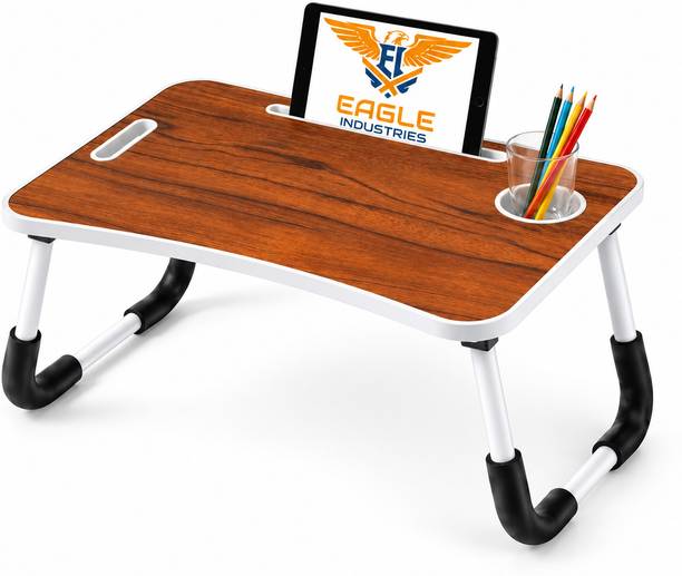 EAGLE INDUSTRIES Foldable Study Table for Home, Laptop Table with Cup Holder & Phone Slot Wood Portable Laptop Table