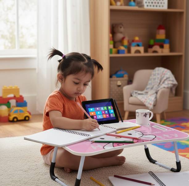 WIFTY Aluminum Frame Lightweight Laptop Study Table Wood Portable Laptop Table