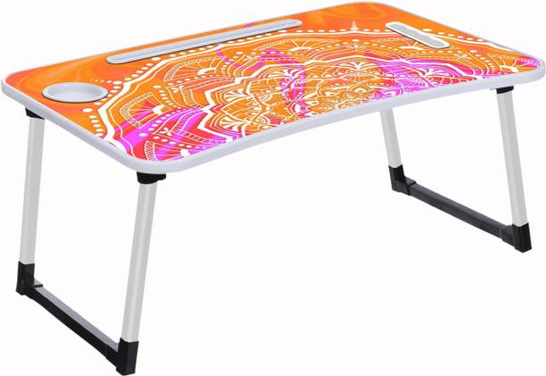 FurniGully Multipurpose Foldable Table with Cup Holder, Study , Bed ,Table, Portable Wood Portable Laptop Table