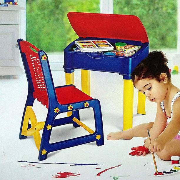 Roarify Junior Study Table And Chair Set With Storage For Stationary Plastic Desk Chair Plastic Portable Laptop Table