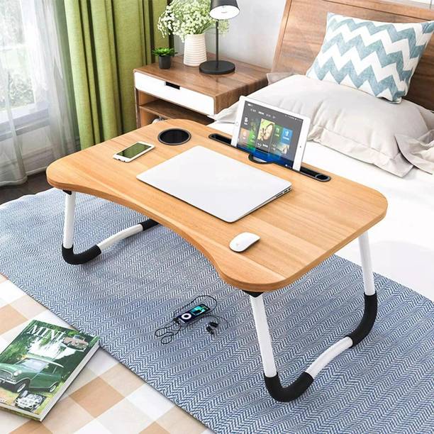KAIZONE Multipurpose Foldable with Cup Holder, Study , Bed Wood Portable Laptop Table