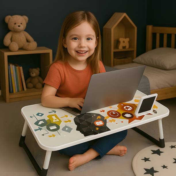 INSIDE STYLE All-in-One Stable Bed Laptop Table for Kids, Office, Study, Bed & Craft Use Wood Portable Laptop Table