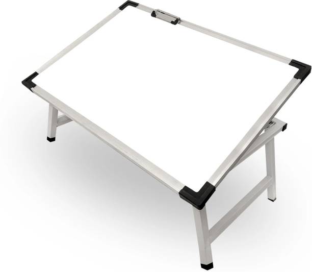 Wishing Clouds Multi Purpose White Board Study Table for Kids with Paper Holding Clip Wood Portable Laptop Table